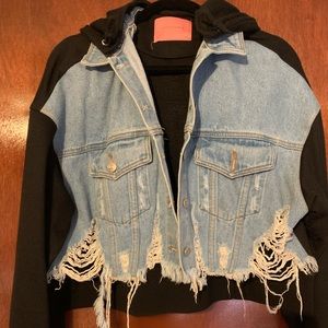 Jean /sweatshirt cropped jacket
